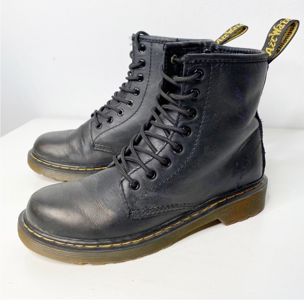 Dr. Martens | Junior 1460 J Black Leather Lace Up Zip Boots Sz. 4